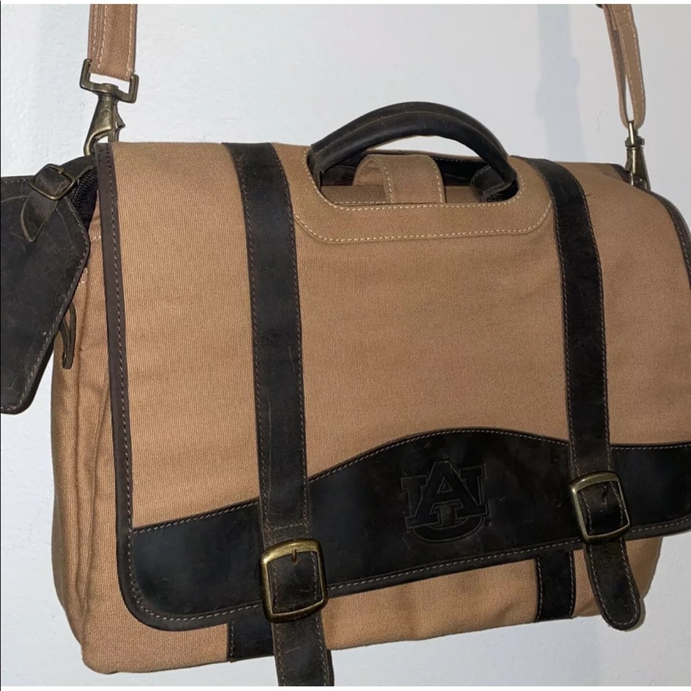 University Of Auburn Canyon Outback Canvas and Leather Computer Briefcase